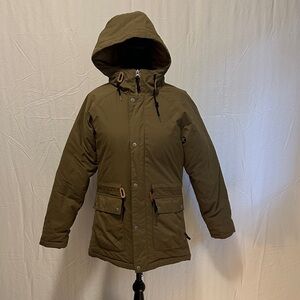 Polar Cedar Down Parka Olive Hooded Puffer Jacket XS